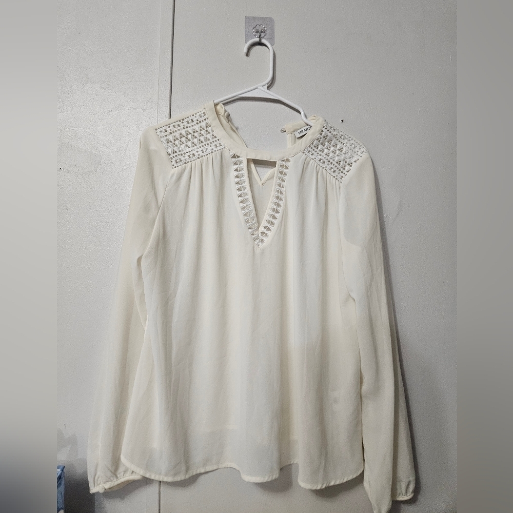 Heartloom Cream Blouse With Lace Detail!